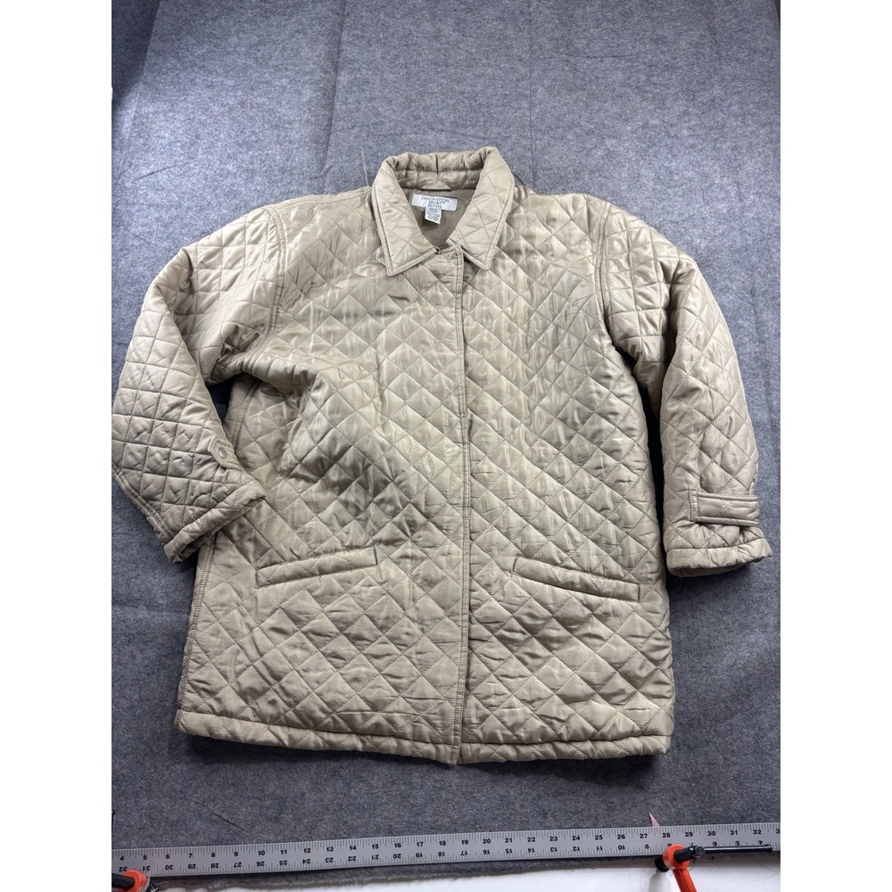 VTG INNOVATION SPORTS Women MP 100% Silk Gold Quilted Jacket Collar Preppy Class